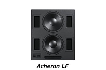 AcheronLFは15インチ×2を搭載し、Acheron100/80と組み合わせ低域を拡張しより大きい会場をフォローします。